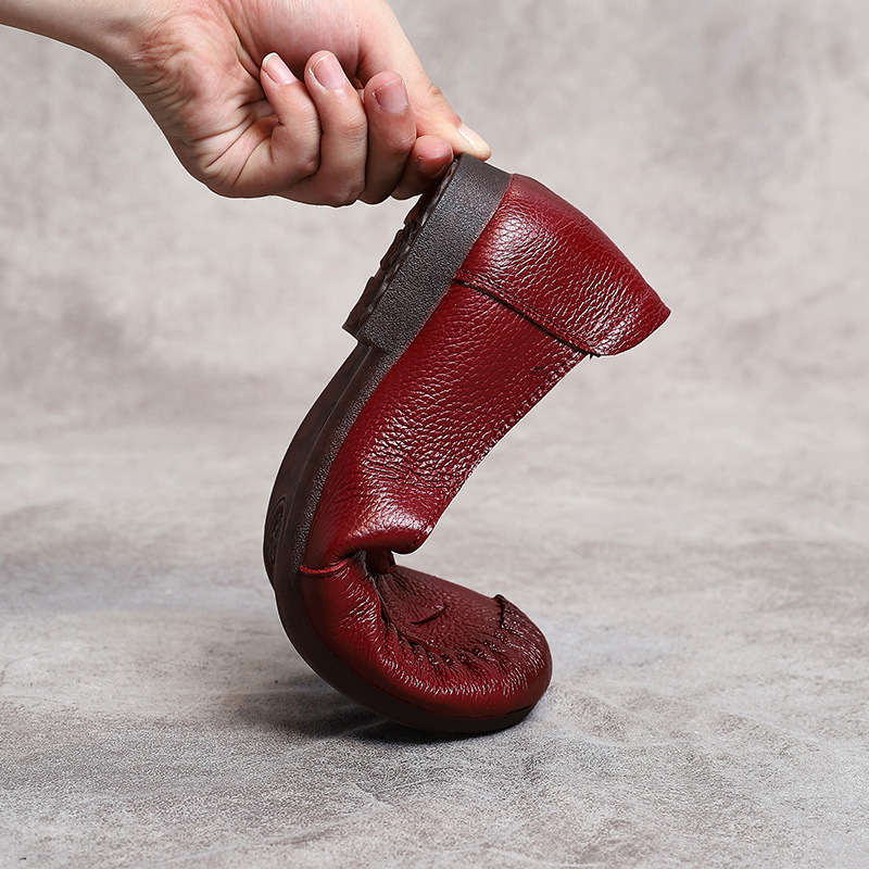 Kožne loaferice za žene, okrugli vrh, cvjetni uzorak, niski pet 1–3 cm