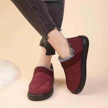 Ženske zimske slip-on cipele od velura, s umjetnom krznom u unutrašnjosti, niski gležanj, gumena potplat