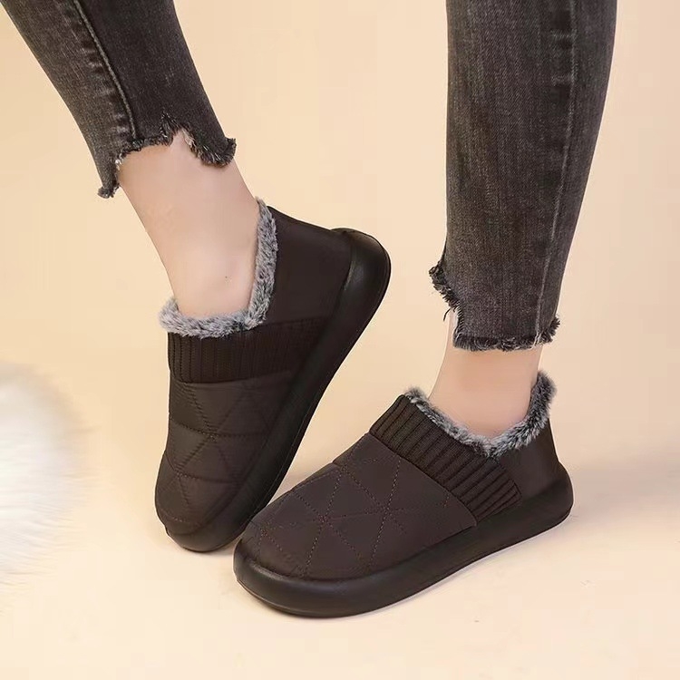 Ženske zimske slip-on cipele od velura, s umjetnom krznom u unutrašnjosti, niski gležanj, gumena potplat