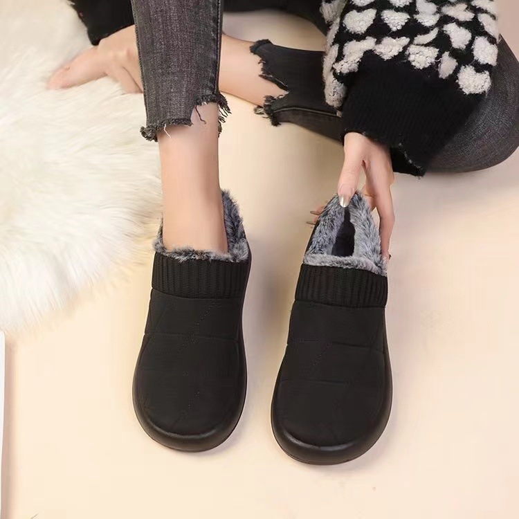 Ženske zimske slip-on cipele od velura, s umjetnom krznom u unutrašnjosti, niski gležanj, gumena potplat