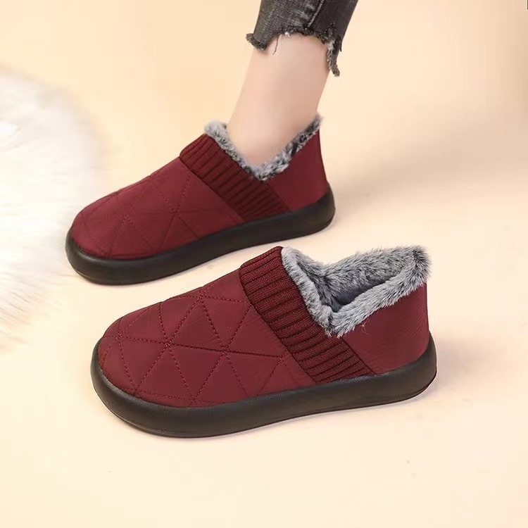 Ženske zimske slip-on cipele od velura, s umjetnom krznom u unutrašnjosti, niski gležanj, gumena potplat