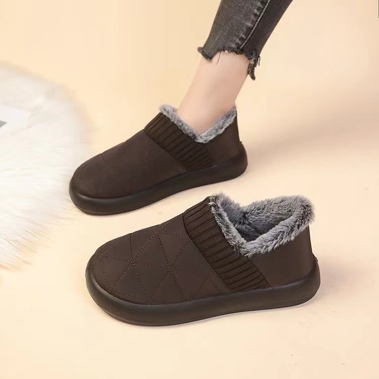Ženske zimske slip-on cipele od velura, s umjetnom krznom u unutrašnjosti, niski gležanj, gumena potplat