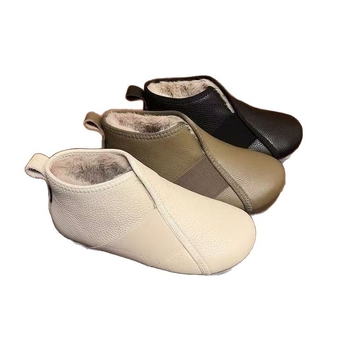 Ženske zimske pamučne cipele, slip-on, okrugli vrh, PU gornji dio, PU ulošak, gumeni potplat, visina pete 3-5 cm