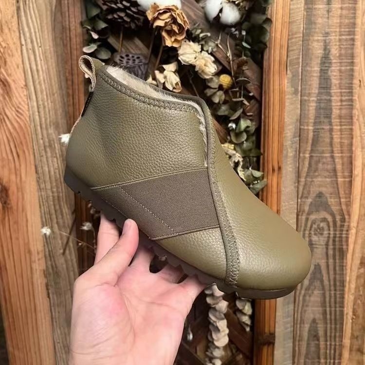 Ženske zimske pamučne cipele, slip-on, okrugli vrh, PU gornji dio, PU ulošak, gumeni potplat, visina pete 3-5 cm