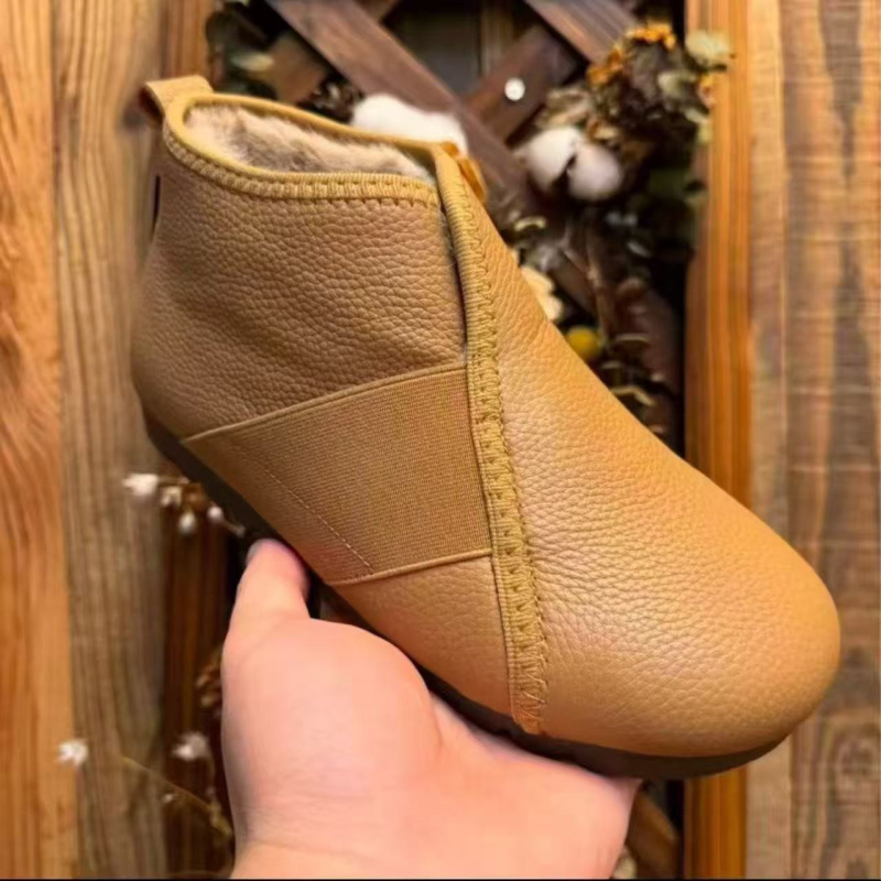 Ženske zimske pamučne cipele, slip-on, okrugli vrh, PU gornji dio, PU ulošak, gumeni potplat, visina pete 3-5 cm