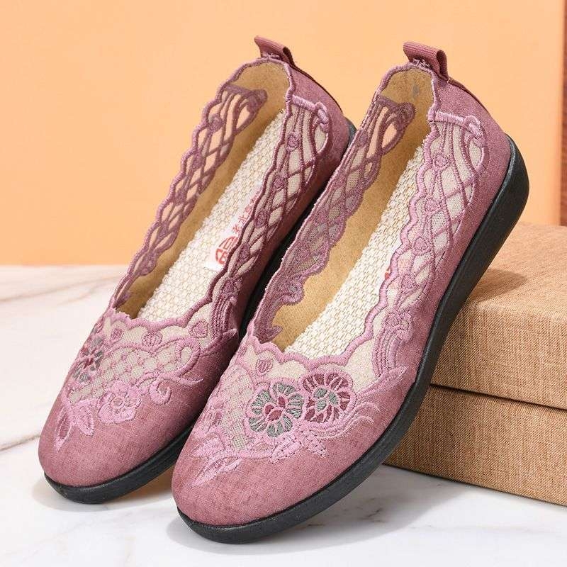 Ručne pletene cipele - etnički stil, prozračni mrežasti gornji dio, srednje visoka, okrugli vrh, niska petna visina 1–3 cm