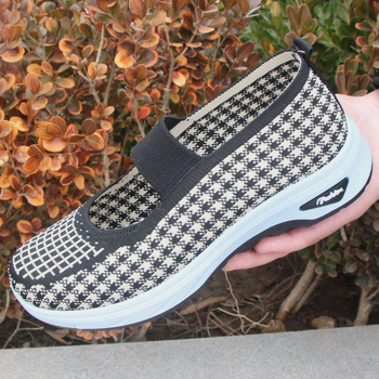 Női Slip-On sétacipő, lélegző elasztikus felsőrésszel, habgumiból készült talppal, sík sarok, hegyes orr