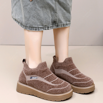 Zimske ženske čizme za snijeg s plišanim unutarnjim dijelom, slip-on, protuklizna PU potplat