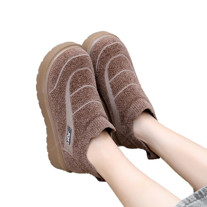 Zimske ženske čizme za snijeg s plišanim unutarnjim dijelom, slip-on, protuklizna PU potplat