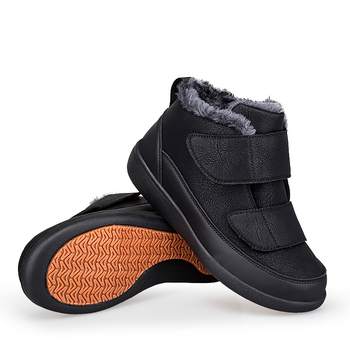 Zimske tople kožne cipele za hodanje s vodootpornim gornjim dijelom, plišastom unutrašnjošću, protukliznom gumom, Velcro zatvarač, unisex