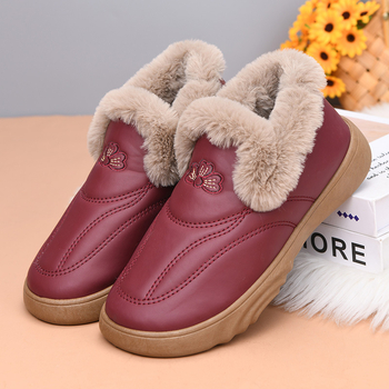 Ženske zimsko-jesenske slip-on cipele s PU gornjim dijelom, umjetnim kratkim plišem, gumom potplatom