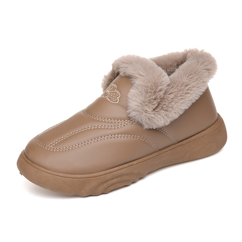 Ženske zimsko-jesenske slip-on cipele s PU gornjim dijelom, umjetnim kratkim plišem, gumom potplatom