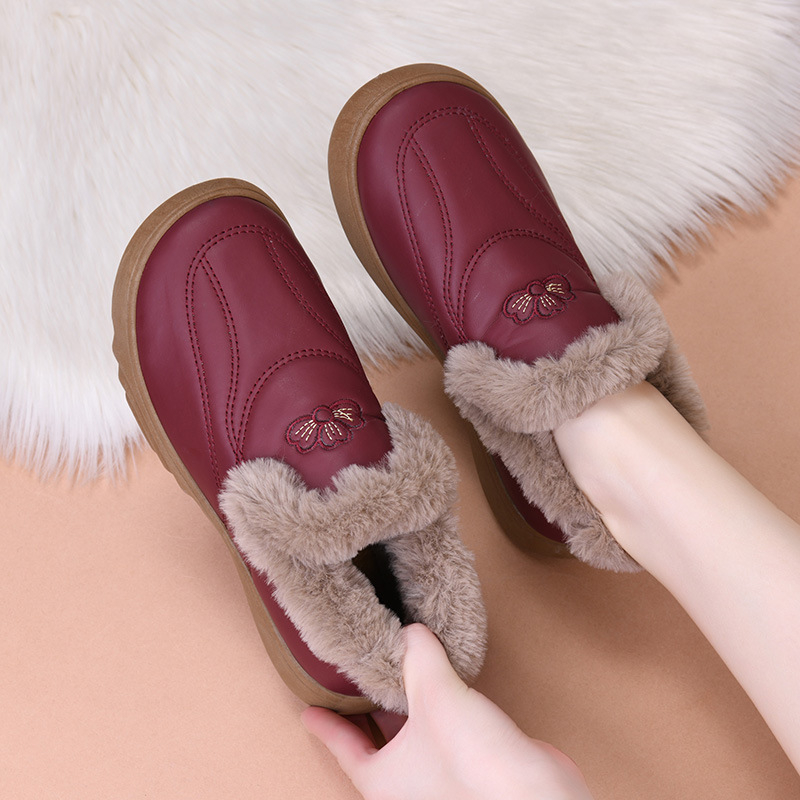 Ženske zimsko-jesenske slip-on cipele s PU gornjim dijelom, umjetnim kratkim plišem, gumom potplatom