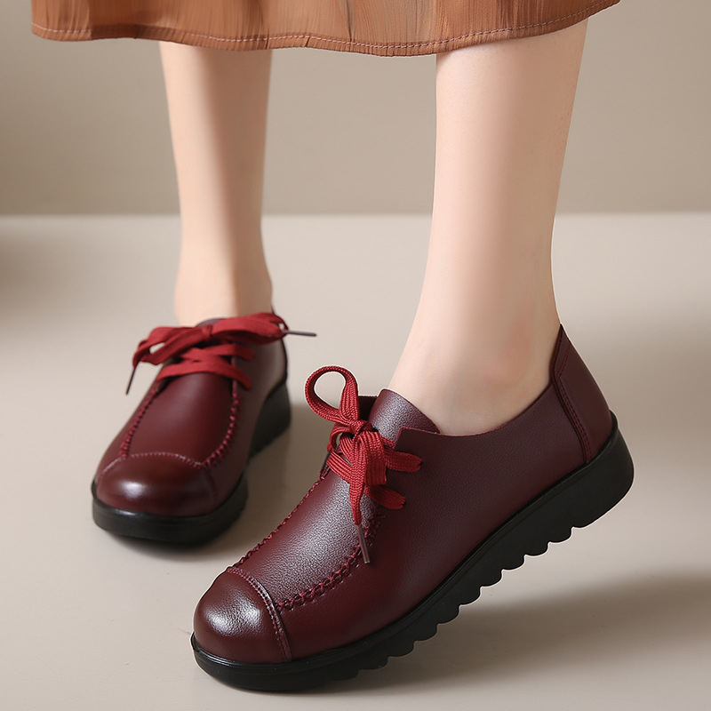 Ženske radne cipele s vezicama, niska kvadratna peta (1–3 cm), protuklizne, PU potplat, EVA uložak