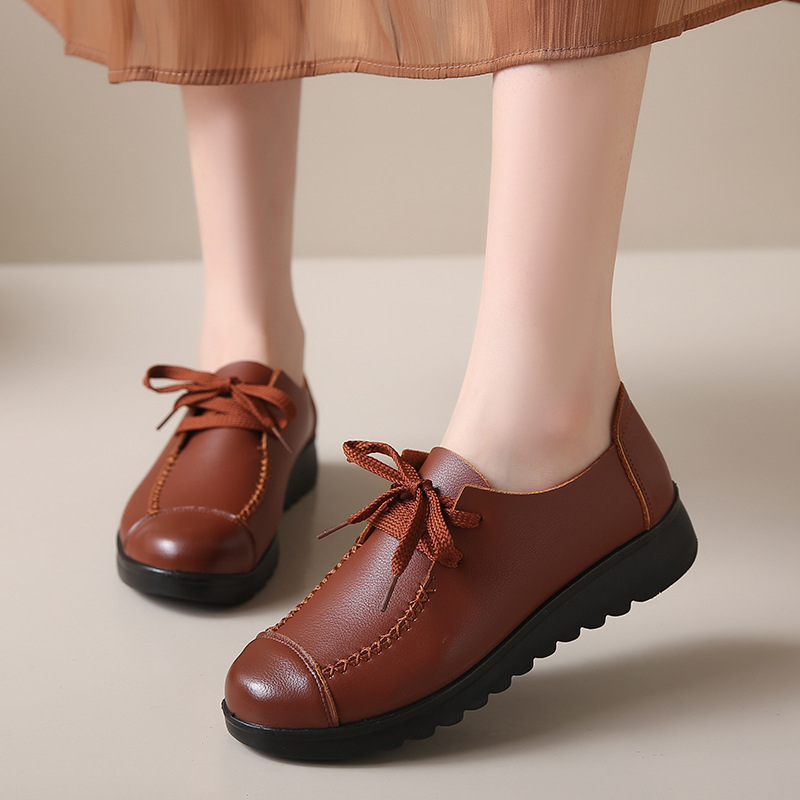 Ženske radne cipele s vezicama, niska kvadratna peta (1–3 cm), protuklizne, PU potplat, EVA uložak