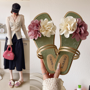 Slip-On sandale s dvostrukim cvjetnim uzorkom, lagane, gornji PVC, unutarnji tekstil, protuklizne