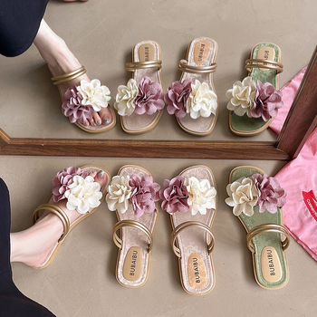 Slip-On sandale s dvostrukim cvjetnim uzorkom, lagane, gornji PVC, unutarnji tekstil, protuklizne