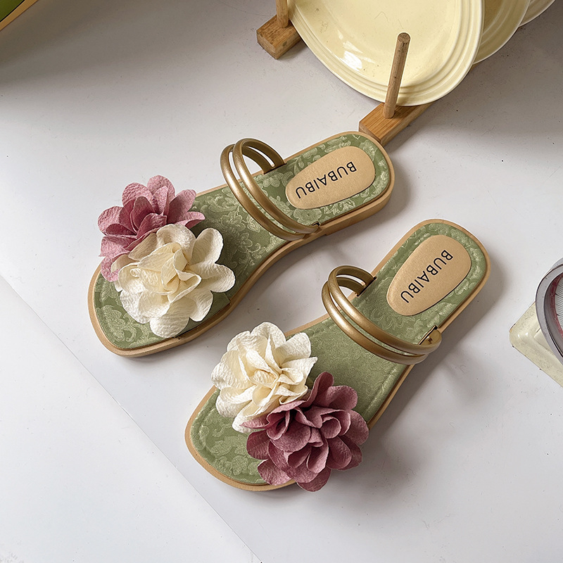 Slip-On sandale s dvostrukim cvjetnim uzorkom, lagane, gornji PVC, unutarnji tekstil, protuklizne