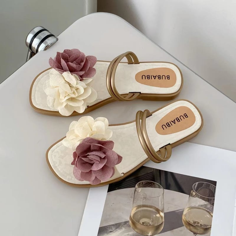 Slip-On sandale s dvostrukim cvjetnim uzorkom, lagane, gornji PVC, unutarnji tekstil, protuklizne