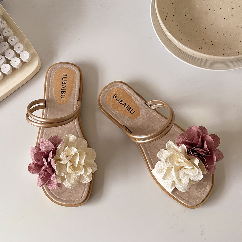 Slip-On sandale s dvostrukim cvjetnim uzorkom, lagane, gornji PVC, unutarnji tekstil, protuklizne