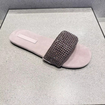 Ženské sandále s rhinestone, s thong popruhou | Horný materiál: super vlákno; Podrážka: PU; Vnútorný materiál: cortical; Hrúbka podrážky: 0–3 cm; Päta: plochá