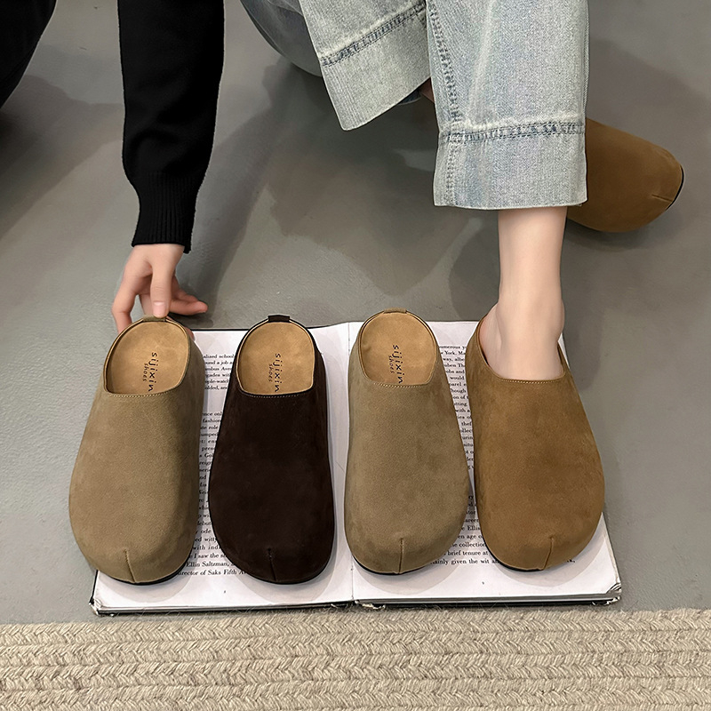 Dámske slip-on topánky z PU - kruhový nos, gumová podrážka, voľnočasový štýl, bez podšívky, jar 2025