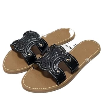 Ženske ravne sandale inspirirane Arc de Triomphe, PVC gornji dio, PVC potplat, prozračan, debljina potplata 0–3 cm, ravna peta