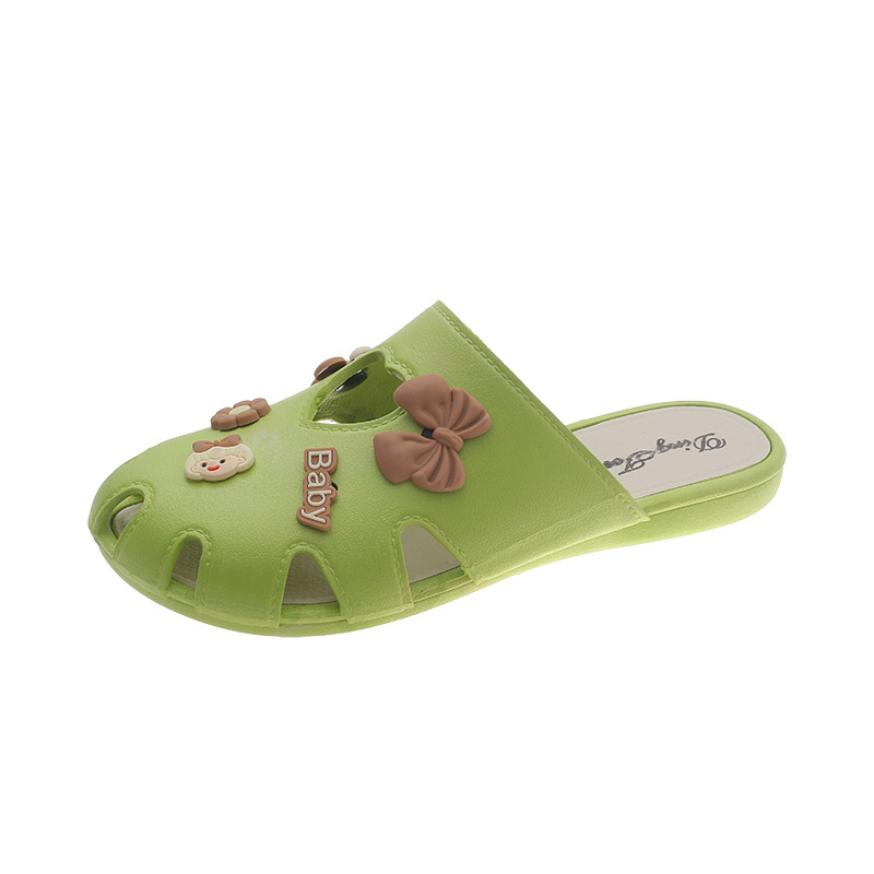 Ženske ravne sandale s mašnicom – gornji dio PVC, potplat PVC, potplat injekcijski oblikovan, prozračne, lagane