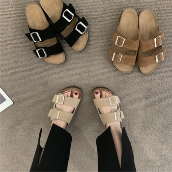 Ženske ljetne sandale s plaid uzorkom, gumena potplata, PU ulošak, debljina potplata 0–3 cm, ravna potplata