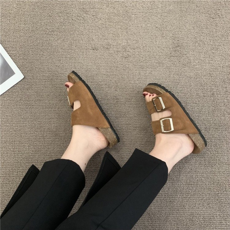 Ženske ljetne sandale s plaid uzorkom, gumena potplata, PU ulošak, debljina potplata 0–3 cm, ravna potplata