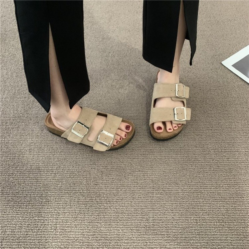 Ženske ljetne sandale s plaid uzorkom, gumena potplata, PU ulošak, debljina potplata 0–3 cm, ravna potplata