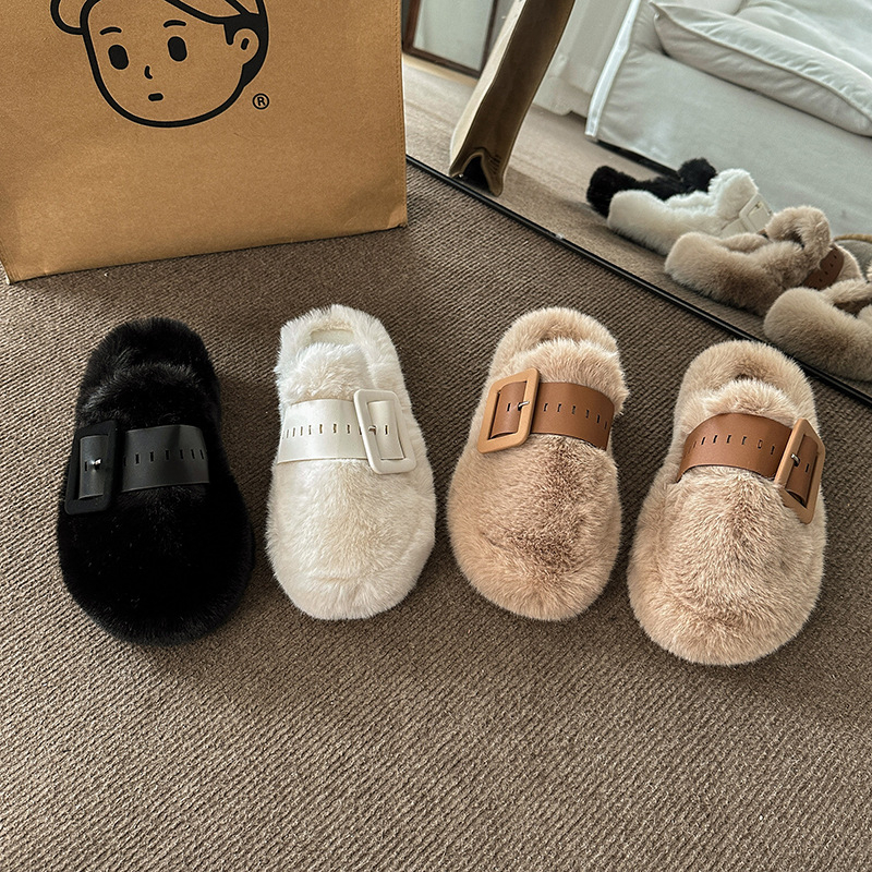 Дамски пантофи за вкъщи с горна част от плат, гумена подметка, слип-он, плосък под, дебелина на подметката 3–5 см