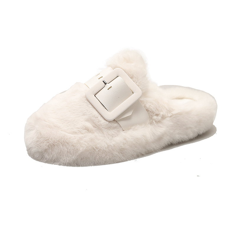 Дамски пантофи за вкъщи с горна част от плат, гумена подметка, слип-он, плосък под, дебелина на подметката 3–5 см