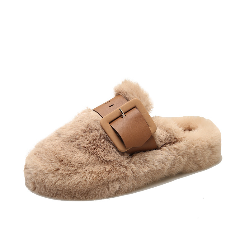 Дамски пантофи за вкъщи с горна част от плат, гумена подметка, слип-он, плосък под, дебелина на подметката 3–5 см