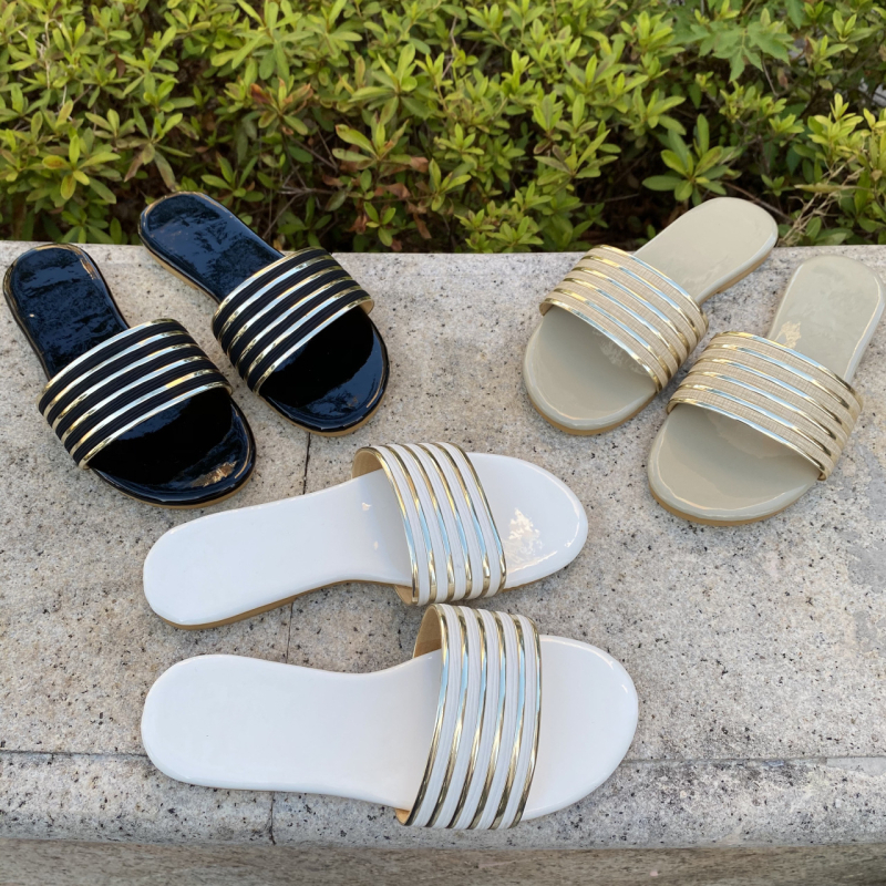 Dámske ploché sandále Slip-On, PU vrchnok, gumová podrážka, hrúbka podrážky 0–3 cm, jeseň 2025, pohodlné