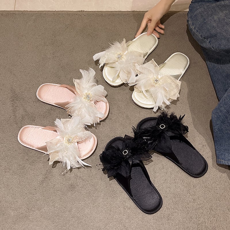 Papuče Maya Luka za unutrašnju upotrebu, floralni uzorak, jednopojasni dizajn, prozračne, protuklizna TPR đon