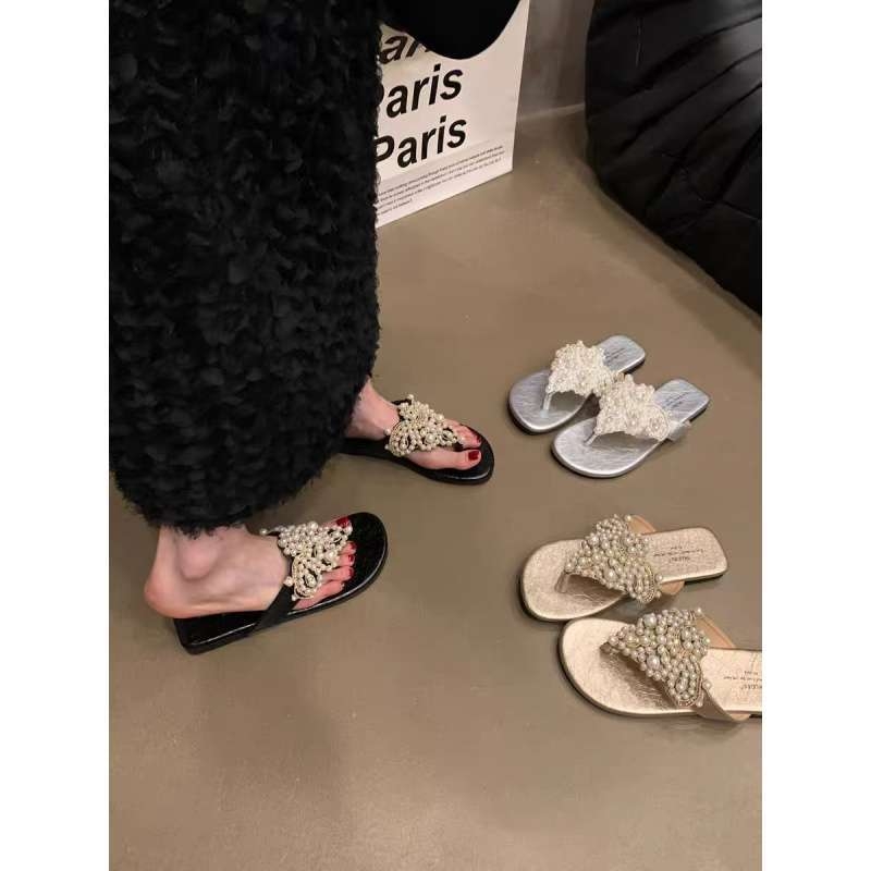 Ženske flip-flopice u stilu Pearl Fairy, retro boho romanski nadahnuće - gornji dio PU, potplat od pjene, debljina potplata 11 cm i više