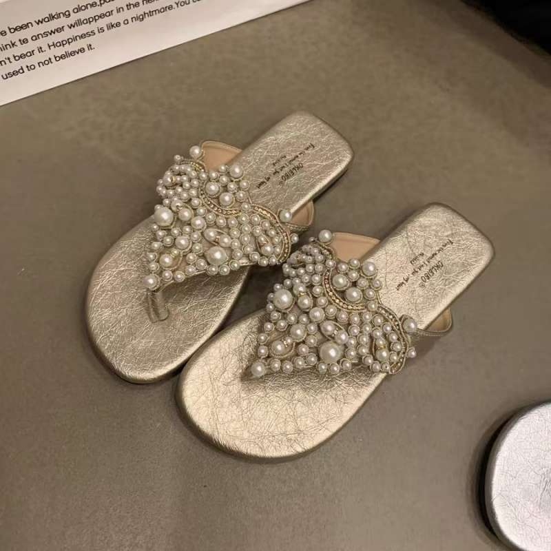 Ženske flip-flopice u stilu Pearl Fairy, retro boho romanski nadahnuće - gornji dio PU, potplat od pjene, debljina potplata 11 cm i više