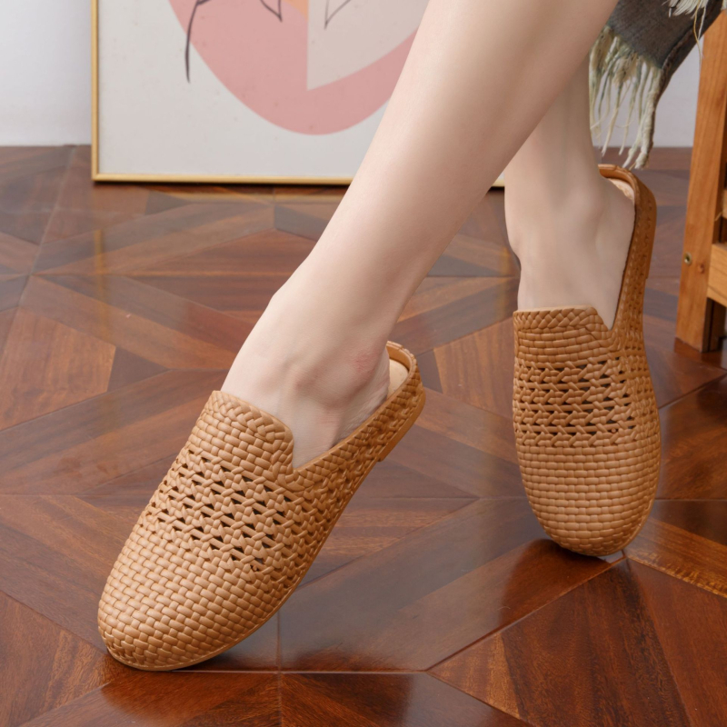 Ženske Baotou slip-on mule sandale, ljeto 2025, mekana podloga, okrugli vrh, opušten stil