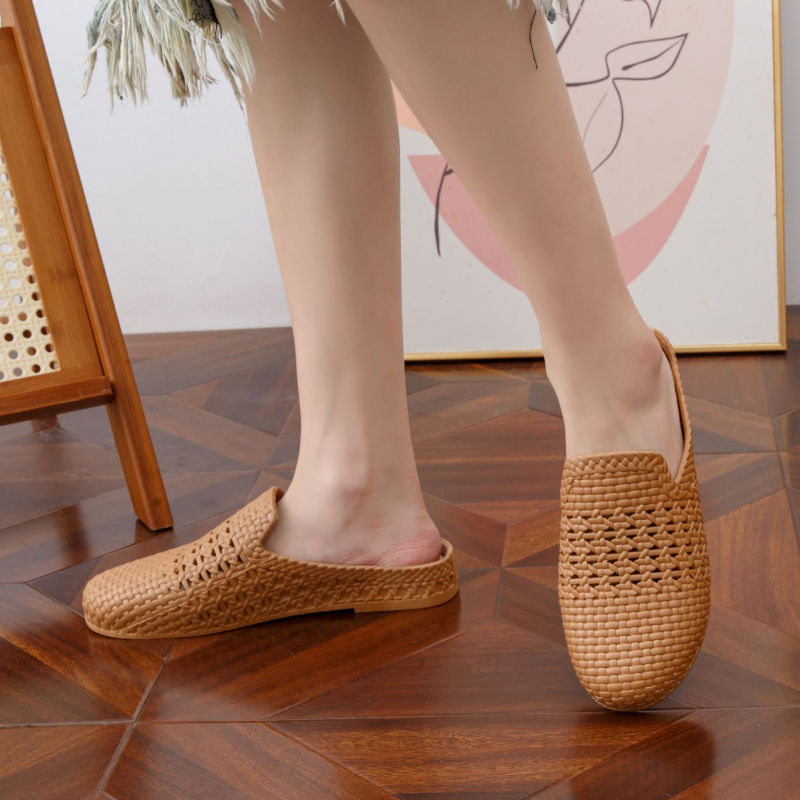 Ženske Baotou slip-on mule sandale, ljeto 2025, mekana podloga, okrugli vrh, opušten stil