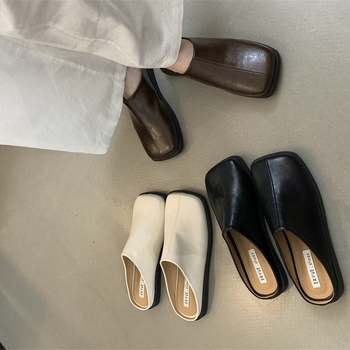 Ženske slip-on mule, korejskog stila, gornji dio od mikrovlakna, kožna podstava, gumena potplat, četvrtasti nos