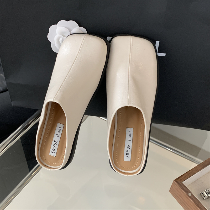Ženske slip-on mule, korejskog stila, gornji dio od mikrovlakna, kožna podstava, gumena potplat, četvrtasti nos