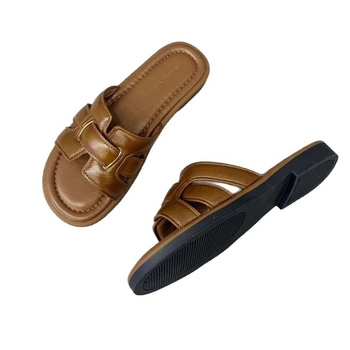 Ženske ravne sandale, gornji dio PU, potplat od gume, slip-on, monohromni dizajn, debljina potplata 0–3 cm
