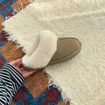 Kućne papuče od teleće kože, s umjetnom vunom, potplat od teleće tetive, debljina potplata 0–3 cm, ležerni stil, SGS-certified