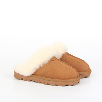 Kućne papuče od teleće kože, s umjetnom vunom, potplat od teleće tetive, debljina potplata 0–3 cm, ležerni stil, SGS-certified