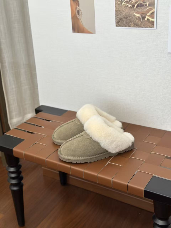 Kućne papuče od teleće kože, s umjetnom vunom, potplat od teleće tetive, debljina potplata 0–3 cm, ležerni stil, SGS-certified