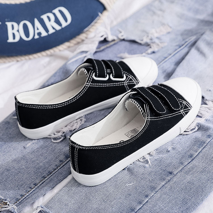 Platnene tenisice s Velcro zatvaračem, s niskim gornjim dijelom, prozračnom podlogom, vulkaniziranom gumom, za žene