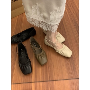 Ženske ravne loaferice s kvadratnim vrhom, platneni gornji dio, gumeni potplat, slip-on