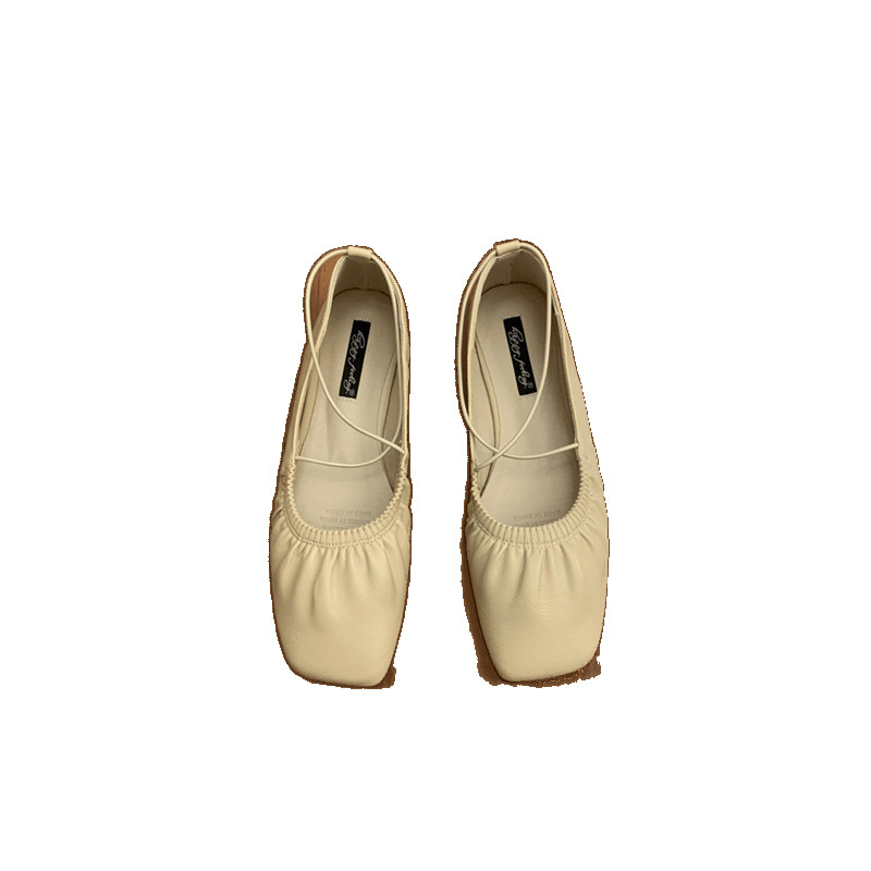 Ženske ravne loaferice s kvadratnim vrhom, platneni gornji dio, gumeni potplat, slip-on