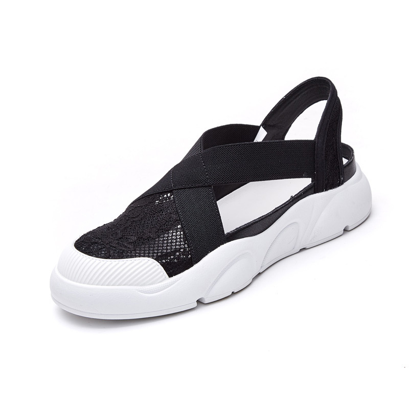 Ženské slip-on tenisky z plátna s hrubou podrážkou, priedušný sieťový vršok, elastické zapínanie, PU stielka (Hrubá podrážka; Priedušný vršok; Elastické zapínanie; PU stielka)